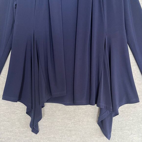 Clara Sun Woo Waterfall Cardigan Women's Medium Blue Open Cascading Long Sleeves - Picture 3 of 9